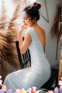 808BYW01 Meghan Long Sleeves Plain Satin Sparkle sleeves 3 Garden Wedding Malaysia, Beach Wedding Malaysia, Petite Wedding Gown rental Kuala Lumpur, 