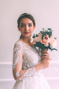 711XNW01 Adana Long Sleeves Illusion neckline fully beaded Princess  4 Long Sleeves Bridal Dress Malaysia Rental, French Lace wedding Dress rental Malaysia, 