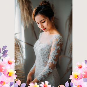 75LLW03 LL Amie Long Sleeves Illusion Bodice Light Beige Trumpet Button Back 3 Mermaid wedding dress,Church Bride Malaysia, Bridal Dress rental Petaling Jaya, Wedding Gown Designer Malaysia, 