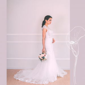 801LLW02 Sakura illusion neckline trumpet key hole back 4 Mermaid wedding dress,Church Bride Malaysia, Bridal Dress rental Petaling Jaya, Wedding Gown Designer Malaysia, 