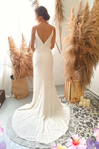 812BY02W02 Laryssa Spag Strap V neck sequin bodice sheath 14 (2)