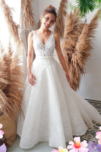 812BY02W03 Maryssa  Strap V neck illusion bodice satin sheath 7 (2) Full lace wedding dress malaysia, Petite Bridal Wedding Dress rental Kuala Lumpur, Sexy Wedding Gown Malaysia, 