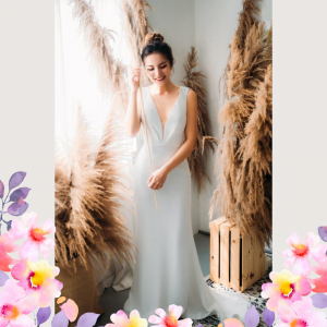 812BY02W04 Varyssa V neck Illusion back satin sheath 8 (2) Satin Wedding Dress Rental Kuala Lumpur, Simple wedding dress malaysia, 