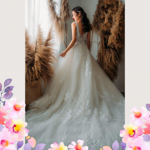 812BY02W05 Aryssa V neck illusion bodicie A line 78 Simple wedding dress malaysia, ROM wedding gown Kuala Lumpur, 