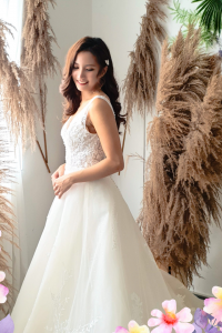 812BY02W05 Aryssa V neck illusion bodicie A line 82 Romantic wedding dress Malaysia, Church Wedding Malaysia, Long Sleeves Bridal Dress Malaysia Rental, 