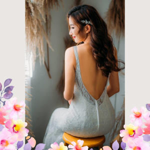 812BY03W03 Rellye Strap V neck Chantilly lace V back  trumpet 1 ROM wedding dress rental Malaysia, Simple wedding dress malaysia, ROM wedding gown Kuala Lumpur, Garden wedding reception Malaysia, 