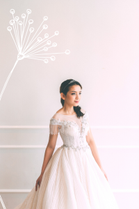 Evening Dress 711XNE06 Champagne stripe sequin Princess 5 Princess Wedding Gown Malaysia, Petite Bridal Wedding Dress rental Kuala Lumpur, 