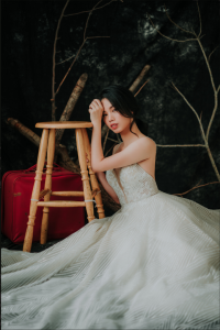 201RYW02 Olivia Champagne Spag Geometry A line 7 Romantic wedding dress Malaysia, Church Wedding Malaysia, Long Sleeves Bridal Dress Malaysia Rental, 