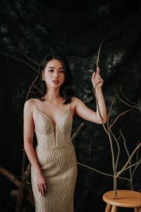 906LLE02 Thrisha Champagne Spaghetti Strap full beadings Trumpet 3 Mermaid wedding dress,Sexy Wedding Gown Malaysia, Romantic wedding dress Malaysia, Garden wedding reception Malaysia, ROM wedding gown Kuala Lumpur, 