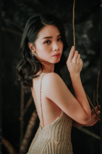 906LLE02 Thrisha Champagne Spaghetti Strap full beadings Trumpet 2 Bride Wedding Event Reception Dinner Dress rental Malaysia