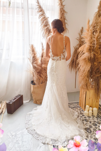 906LLW01 Chrisha Spaghetti Strap Baroque trumpet 11 Garden Wedding Malaysia, Beach Wedding Malaysia, Petite Wedding Gown rental Kuala Lumpur, 