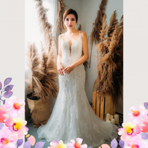 906LLW01 Chrisha Spaghetti Strap Baroque trumpet 3 Mermaid wedding dress,Sexy Wedding Gown Malaysia, Romantic wedding dress Malaysia, Garden wedding reception Malaysia, ROM wedding gown Kuala Lumpur, 