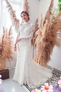 906LLW03 Fhrisha Long Sleeves Baroque A line 34 Malay Wedding Dress Design Kuala Lumpur, Long Sleeves Wedding Dress Rental Malaysia, Bridal Dress Rental Malay Kuala Lumpur Rental, Petite Pengantin Gaun Sewa Malaysia, 