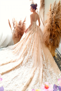 908XNW01 Jazmin Champagne LS Princess 6 Princess bridal Gown,Bride Engagement Dress Rental Malaysia, Muslim Bride Malaysia, Long Sleeves Bridal Dress Malaysia Rental, Baju Pengantin Majlis Kahwin Sewa Malaysia, 