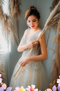 908XNW03 Yazmin Champagne V neck Strap A line 2 Princess bridal Gown,Malay Wedding Dress Design Kuala Lumpur, Long Sleeves Wedding Dress Rental Kuala Lumpur, Baju Pengantin Designer Malaysia, 