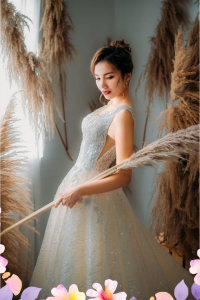 908XNW03 Yazmin Champagne V neck Strap A line 1 Princess bridal Gown,Malay Wedding Dress Design Kuala Lumpur, Long Sleeves Wedding Dress Rental Kuala Lumpur, Baju Pengantin Designer Malaysia, 
