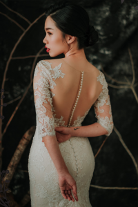 909BY05W02 Dara LS Beige trumpet Guipure lace 8 Mermaid wedding dress,French Lace wedding Dress rental Malaysia, Long Sleeves Wedding Dress Rental Malaysia, Wedding Gown Designer Malaysia, Malay Wedding Dress Malaysia, 