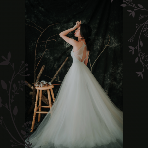 910BY05W01 Carrie Halter Neck Crepe trumpet  V neck 2 Garden Wedding Malaysia, Beach Wedding Malaysia, Petite Wedding Gown rental Kuala Lumpur, 