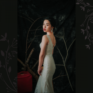 910LLW02 Rinona Champagne Strap V Sprayed Gold 2 Simple wedding dress malaysia, ROM wedding gown Kuala Lumpur, 