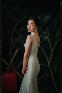 910LLW02 Rinona Champagne Strap V Sprayed Gold 2 Simple wedding dress malaysia, ROM wedding gown Kuala Lumpur, 