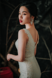 910LLW02 Rinona Champagne Strap V Sprayed Gold 3 ROM wedding dress rental Malaysia, Satin Wedding Dress Rental Kuala Lumpur, 