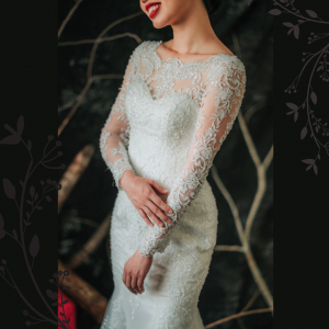 910LLW06 Carla LS boat neck trumpet Alencon 2 Mermaid wedding dress,Full lace wedding dress malaysia, Petite Wedding Gown rental Kuala Lumpur, Church Wedding Malaysia, 