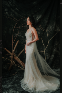 201RYW01 Mia Champagne Spag Geometry Trumpet 10 Bride Wedding Event Reception Dinner Dress rental Malaysia