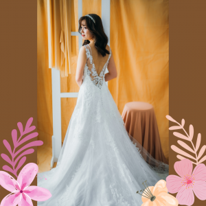 20YS02W01 Autumn Illusion Neck A line Lace V back d Princess Wedding Gown Malaysia, Petite Bridal Wedding Dress rental Kuala Lumpur, 