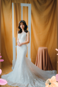 211BY10W04 Arabelle LS Trumpet Floral Guipure c Wedding Dress Rental Minimalist Malaysia, Crepe Wedding Dress Rental Kuala Lumpur, Satin Wedding Dress Rental Kuala Lumpur, ROM wedding gown Kuala Lumpur, Simple wedding dress malaysia, 