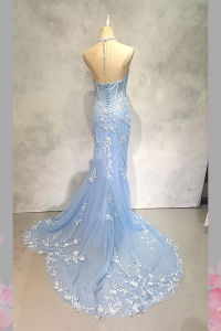 2210EL06E02 Haya Cheongsam Sky Blue floral (2) Oriental Cheong Sam Qi Pao rental Malaysia Kuala Lumpur Petaling Jaya Evening Dress