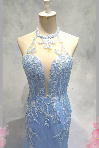 2210EL06E02 Haya Cheongsam Sky Blue floral (4) Oriental Cheong Sam Qi Pao rental Malaysia Kuala Lumpur Petaling Jaya Evening Dress