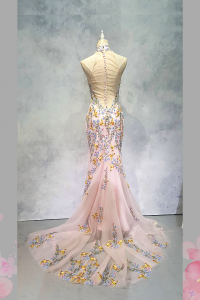 2210EL06E04 Kayla Cheongsam Pink with Pink floral (3) Oriental Cheong Sam Qi Pao rental Malaysia Kuala Lumpur Petaling Jaya Evening Dress