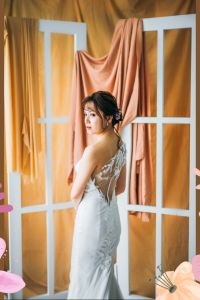 77LLW04 LL Gracia Sweet Heart Floral motif trumpet with detachable one shoulder c spaghetti strap, Mermaid wedding dress,Church Bride Malaysia, Bridal Dress rental Petaling Jaya, Wedding Gown Designer Malaysia, 