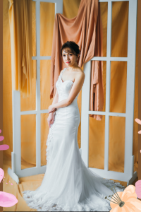 77LLW04 LL Gracia Sweet Heart Floral motif trumpet with detachable one shoulder h Sexy Wedding Gown Malaysia, Romantic wedding dress Malaysia, Garden wedding reception Malaysia, 