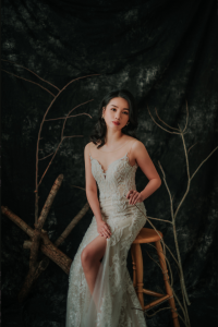 910LLW03 Vinona Champagne strap V mermaid tulle overlay 11 Mermaid wedding dress,Full lace wedding dress malaysia, Petite Wedding Gown rental Kuala Lumpur, Church Wedding Malaysia, 