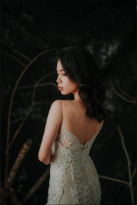 910LLW03 Vinona Champagne strap V mermaid tulle overlay 3 Mermaid wedding dress,Long Sleeves Bridal Dress Malaysia Rental, Gaun Kahwin Malaysia sewa, Wedding Gown Designer Malaysia, 