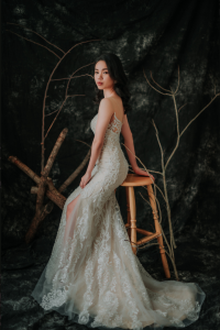 910LLW03 Vinona Champagne strap V mermaid tulle overlay 12 Mermaid wedding dress,Full lace wedding dress malaysia, Petite Wedding Gown rental Kuala Lumpur, Church Wedding Malaysia, 