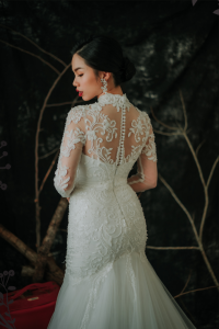 910LLW07 Darla LS baroque trumpet 2 Mermaid wedding dress,Church wedding dress long Sleeves Malaysia, Bridal Dress Rental Malay Kuala Lumpur Rental, Wedding Dress Rental Minimalist Malaysia, 
