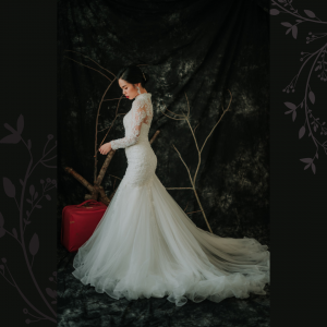 910LLW07 Darla LS baroque trumpet 10 Malay Wedding Dress Design Kuala Lumpur, Long Sleeves Wedding Dress Rental Malaysia, Bridal Dress Rental Malay Kuala Lumpur Rental, Petite Pengantin Gaun Sewa Malaysia,  