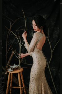 Evening Dress XN71E06 Champagne Long Sleeves Full Sequined Trumpet 7 Mermaid wedding dress,Church wedding dress long Sleeves Malaysia, Bridal Dress Rental Malay Kuala Lumpur Rental, Wedding Dress Rental Minimalist Malaysia, 